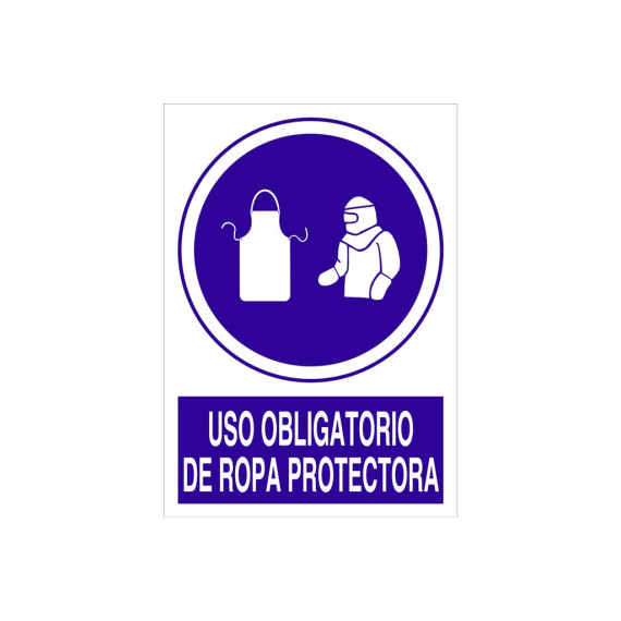 Señal obligación pictorama y texto - Uso obligatorio ropa protectora 3