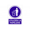 Pictogram and text obligation sign Use the COFAN trash can