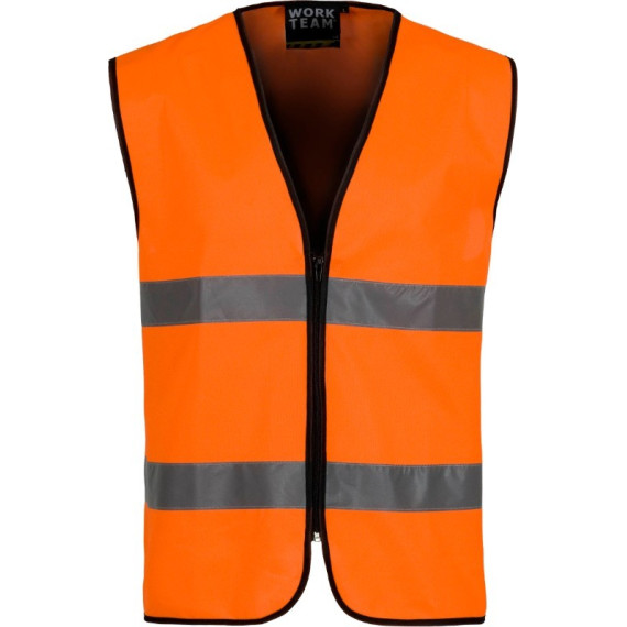 High visibility technical vest edging with contrast bies Workteam C3610 Orange Fluor