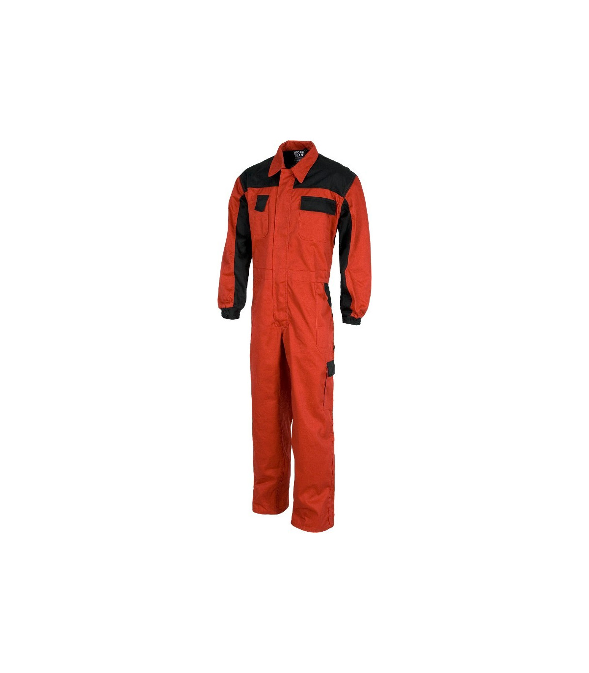 Teamwork WORKTEAM Buzo de Trabajo Tejido Elástico, Cremallera Metálica de Doble Tirador, Mono de Trabajo. Unisex Azafata Negro XL