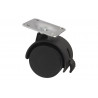 Roda de plástico com placa de 42 mm e freio com diâmetros de 30 mm até 50 mm COFAN