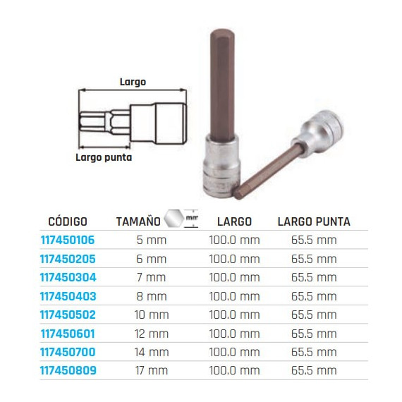 Hexagonal tumblero keys 1/2 "Long series, matte finish 117450106
