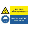 Sinal combinado Perigo Queda de objetos e uso de obliatório de Casco Sekurec