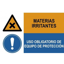 Señal combinada materias irritantes y uso obligatorio de protección