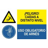 Combined sign Danger of falls, mandatory use of SEKURECO harness