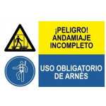 Sinal combinado Danger Senpapar e Uso Obrigatório Arnes