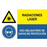 Segnale combinato Radiazioni laser Uso obbligatorio di occhiali SEKURECO