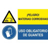 Combined signal Danger corrosive materials Mandatory use of gloves SEKURECO