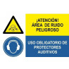 Combined signal Attention dangerous noise area dangerous noise, Mandatory use of hearing protectors SEKURECO