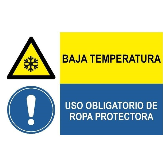 Señal combinada baja temperatura y uso ropa protectora