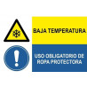 Señal de peligro y obligación Baja temperatura Uso obligatorio de ropa protectora SEKURECO
