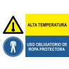 Señal combinada Alta temperatura Uso obligatorio de ropa protectora SEKURECO