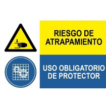 Señal combinada riesgo atrapamiento y uso obligatorio protector