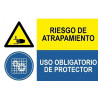 Señal combinada Riesgo atrapamiento, Uso obligatorio de protector SEKURECO