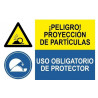 Señal combinada Peligro proyección de partículas Uso obligatorio de protector SEKURECO