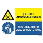 Combined sign Danger Toxic emanations and autonomous equipment