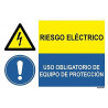 Signo de perigo eléctrico, utilização obrigatória de equipamento de protecção SEKURECO