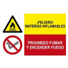 Signal combinée Danger matières inflammables Interdiction de fumer et d'allumer du feu SEKURECO