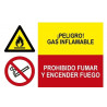 Combined hazard signal flammable gas, no smoking and fire