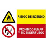 Signo industrial risco de incêndio, proibido fumar e acender fogo