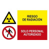 Riesgo de radiación, solo personal autorizado, cartel de seguridad 2 en 1 SEKURECO