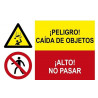 Combined sign danger falling objects, stop do not pass SEKURECO