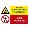 Señal combinada Riesgo de asfixia por gases, Alto no pasar SEKURECO