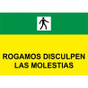 PVC road signs Please Excuse the Inconvenience, with text and pictogram 500 x 700 mm SEKURECO