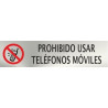 Prohibido usar teléfono móviles, cartel de acero inoxidable SEKURECO 50 x 200 mm SEKURECO