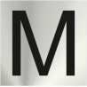 Signo informativo de aço inoxidável em letras (M) de 50 x 50 mm