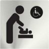 Cartaz informativo Trocador, serviço feminino e pessoas com deficiência Aço inoxidável SEKURECO