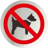 Sinal informativo redondo proibido cães aço inoxidável. Adesivo de 0,8 mm Ø 70 mm