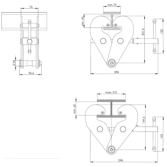 Anchor point for metal beams - in 795 class B (Ref. AT200)