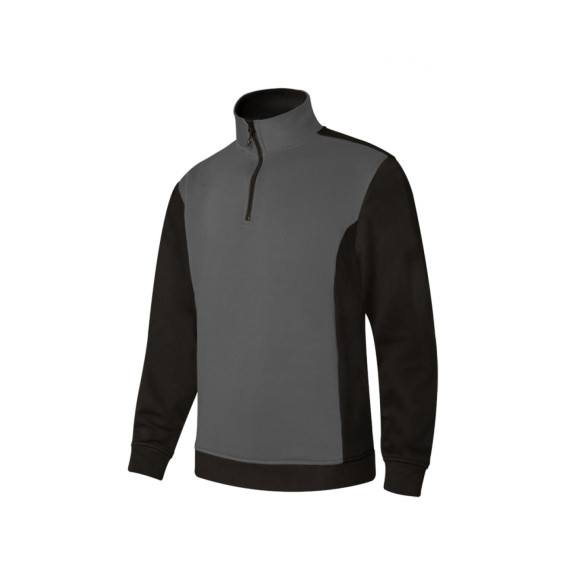 Felpa bicolore con mezza zip e collo alto VELILLA V105703