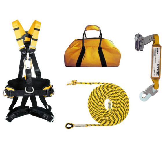Kit anticaídas vertical con arnés, cuerda y absorbedor
