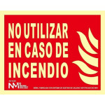 Sinal não use em caso de fogo luminescente 210 x 150 mm