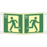 Panoramic exit route sign Class A, luminescent 224 x 224 mm SEKURECO