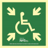 Assembly point sign for disabled people with luminescent layer SEKURECO