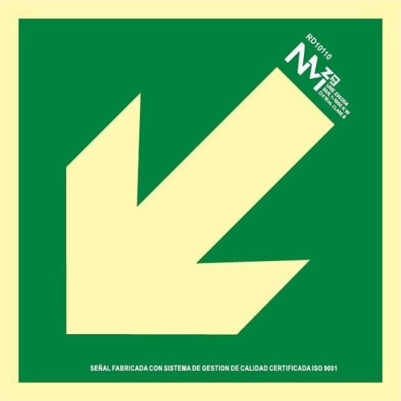 Luminescent left oblique arrow sign
