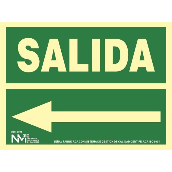 Señal Salida Flecha "Izquierda" Luminiscente