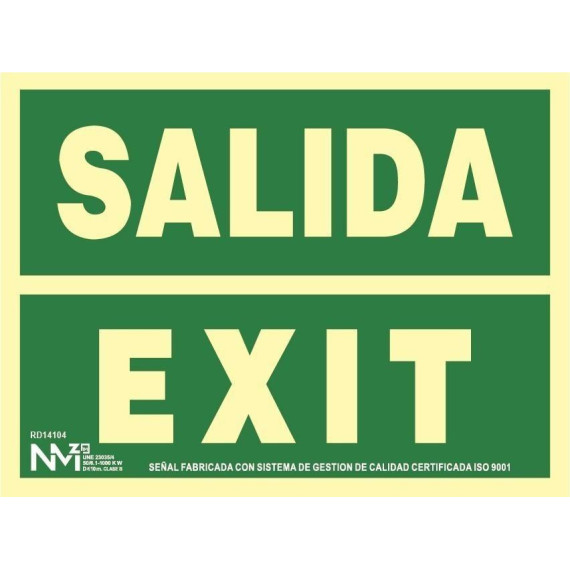 Señal Salida / Exit Luminiscente clase B