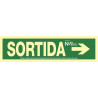 Sortida Right Arrow Sign with luminescent layer (in Catalan) 402 x 105 mm SEKURECO