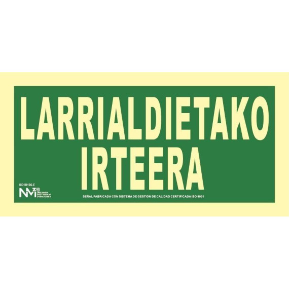Luminiscent Evakuierungszeichen Tolles Format Euskera Larricardietak irtera