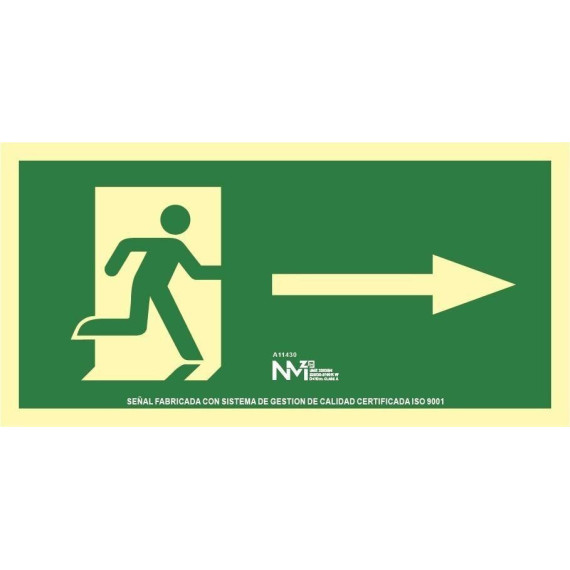 Luminiscent evacuation signs Large format Right arrow FRD1K030