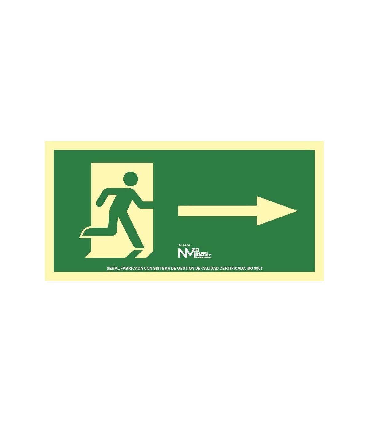 Evacuation sign Exit route Luminescent Right Arrow Large Format ...