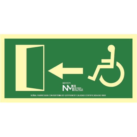 Señales De Evacuacion Luminiscentes Gran Formato Minusvalidos Izq