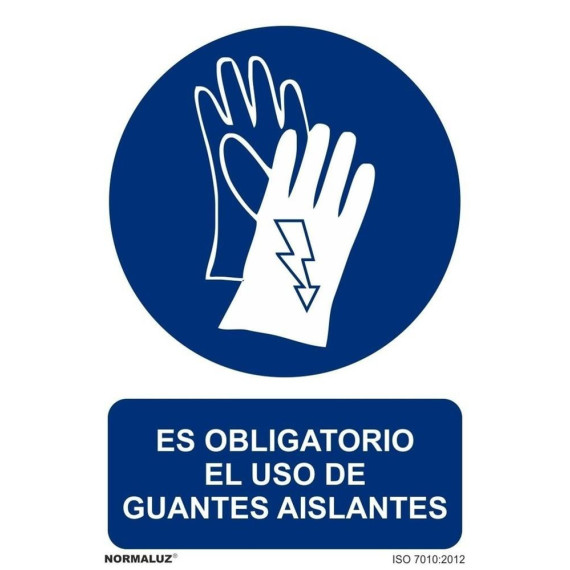 Sinal é obrigatório o uso de luvas isolantes com tintas UV