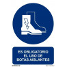 Sign indicating the Use of Insulating Boots with UV inks is Mandatory SEKURECO