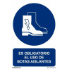 Sinal que indica É Obrigatório O Uso de Botas Isolantes com tintas UV SEKURECO
