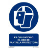 Señal de obligación Es Obligatorio El Uso de Pantalla Protectora, con tintas UV SEKURECO